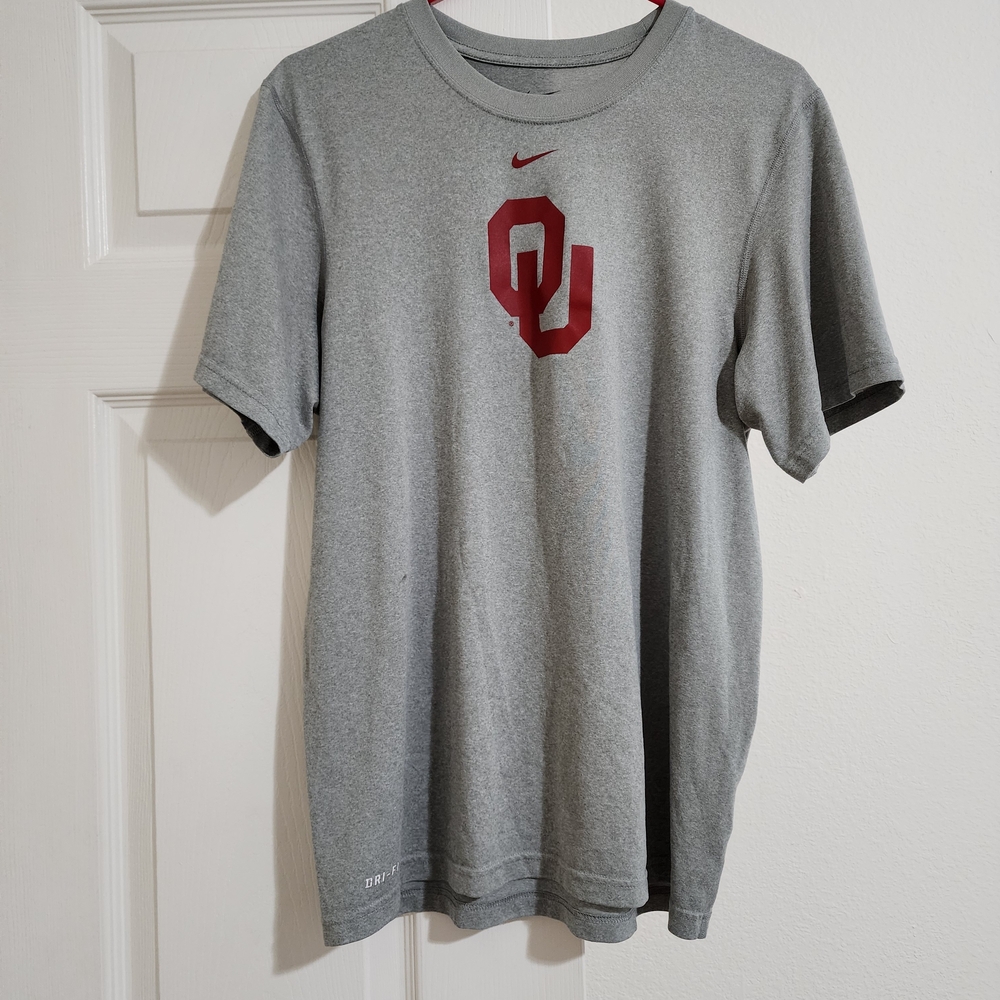 Nike Gray Women's Dri-Fit T-Shirt with Red OU Logo Size S!!!